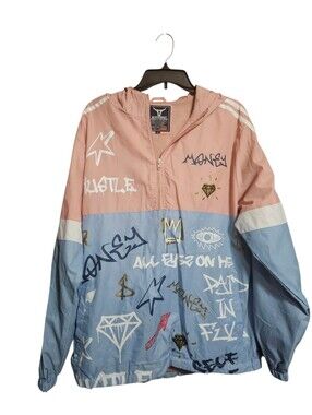 Screenshot Brand Mens Graffiti Windbreaker Light Weight Water Resistant Medium!